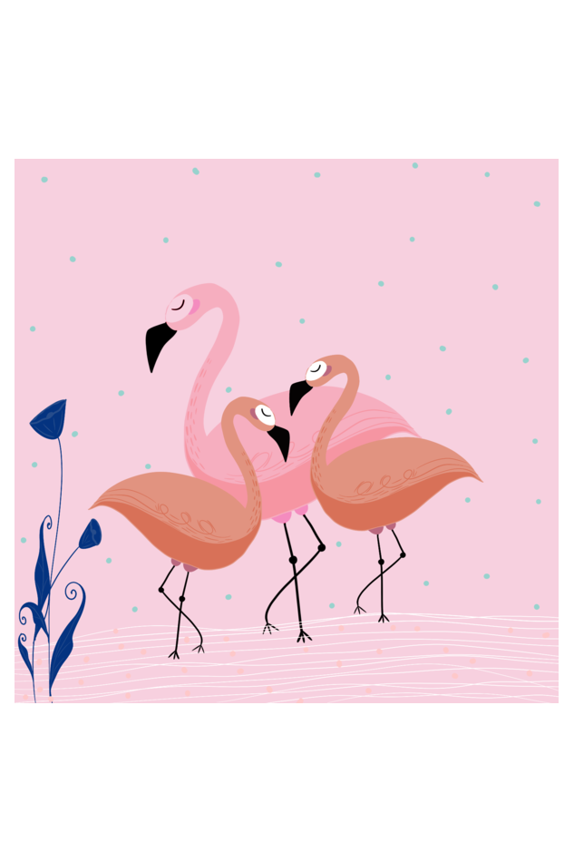 Flamingo Large Tote Bag with Zipper & Pockets