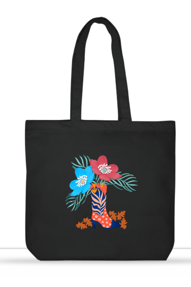 Wild West Large Tote Bag with Zipper & Pockets
