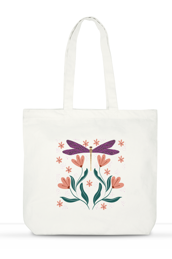 Dragon Fly Large Tote Bag with Zipper & Pockets