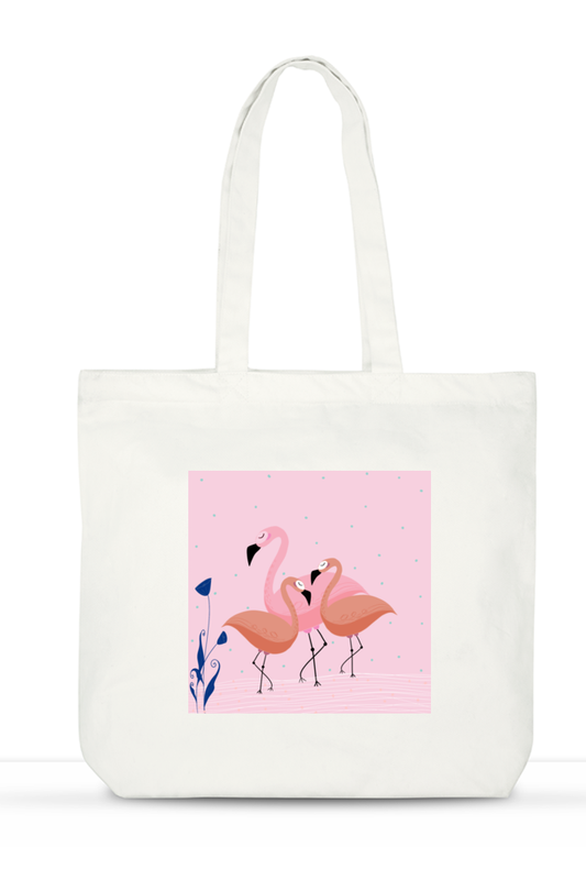 Flamingo Large Tote Bag with Zipper & Pockets