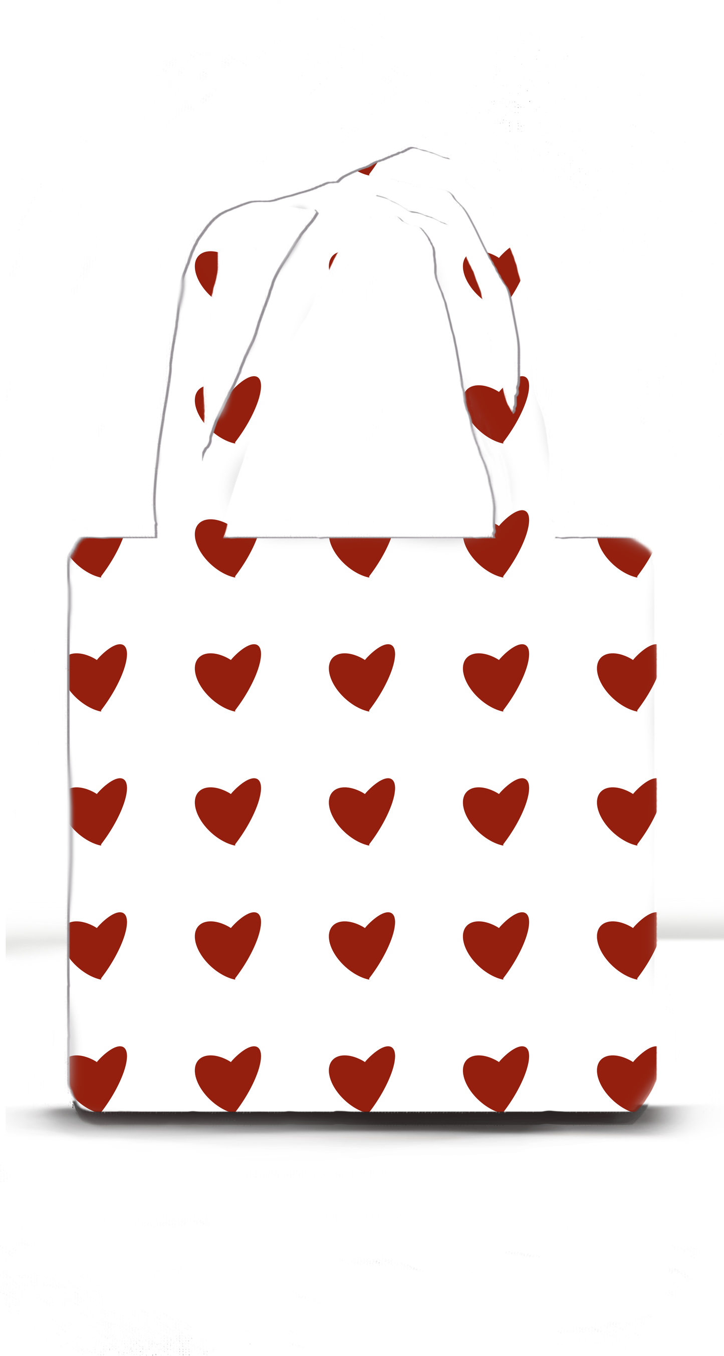 Red Heart Tote Bag with Zipper