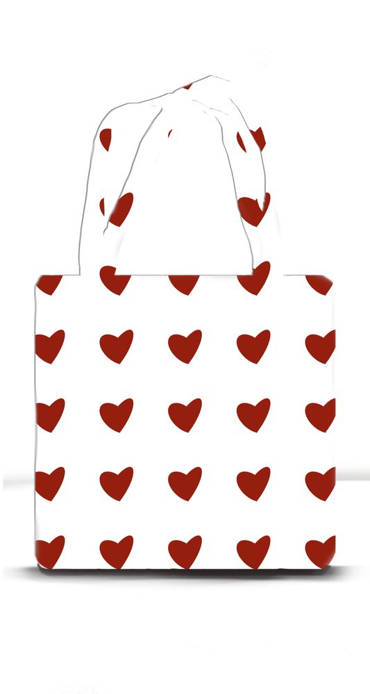 Red Heart Tote Bag with Zipper